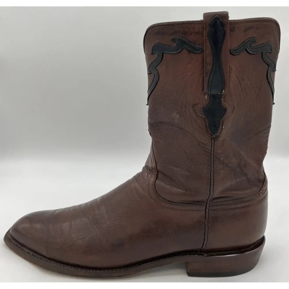 LUCCHESE CLASSICS WHISKEY BURNISHED FLORENCE BUFFALO ROPER COWBOY BOOTS MENS 13